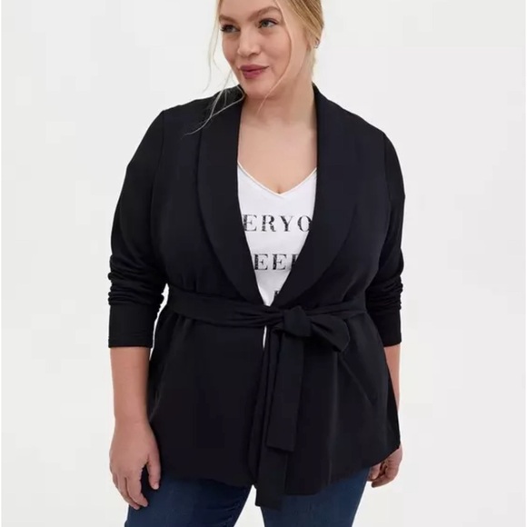 torrid Jackets & Blazers - Torrid Black knit tie waist career casual blazer size: 2X